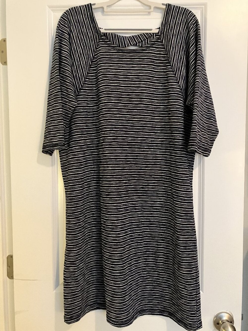 T by Talbots Navy and White Striped Cotton Midi Dress Sz 1X